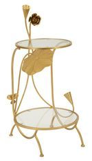 Table d’appoint ronde effet marbre et métal doré Flora