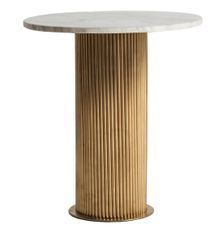 Table d'appoint ronde marbre blanc et métal doré Rivou