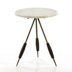 Table d'appoint ronde marbre blanc et métal doré Lina 38 cm