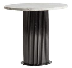 Table d'appoint ronde marbre blanc et métal noir Rivou