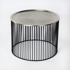 Table d'appoint ronde métal noir et argenté Cirade