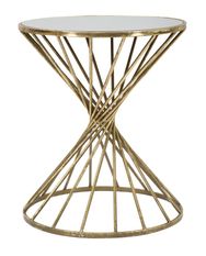 Table d’appoint ronde verre et métal doré Eucla