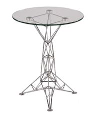 Table d'appoint ronde verre et pied métal chromé Gydo D 40 cm