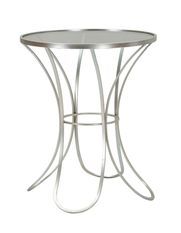 Table d'appoint ronde verre trempé et métal argenté Jora
