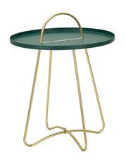 Table d’appoint ronde verte avec pieds dorés Grent