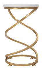 Table d’appoint spirale effet marbre métal doré design élégant