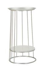 Table d’appoint Tour argentée avec plateau effet marbre Lam