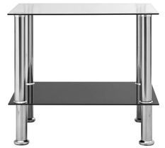 Table d'appoint verre trempé transparent et pieds métal gris Cilae