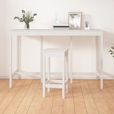 Table de bar Blanc 180x80x110 cm Bois massif de pin