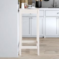 Table de bar blanc 50x50x110 cm bois massif de pin