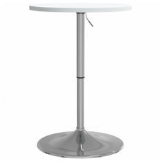 Table de bar blanc 50x50x90cm bois d'ingénierie et acier chromé