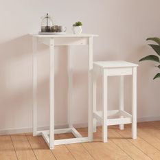 Table de bar Blanc 60x60x110 cm Bois massif de pin