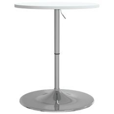 Table de bar blanc 60x60x90cm bois d'ingénierie et acier chromé