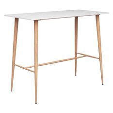 Table de bar bois blanc et pieds métal bois clair Locko 120 cm