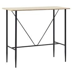 Table de bar bois clair et pieds métal noir Meica 120 cm