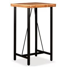 Table de bar bois massif foncé et pieds métal noir Areen 60 cm