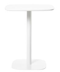 Table de bar carré bois blanc et pieds acier blanc Mooka 60 cm