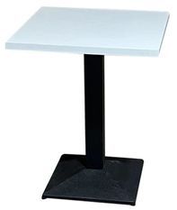 Table de bar carrée bois blanc et pied acier noir Snooka 70 cm