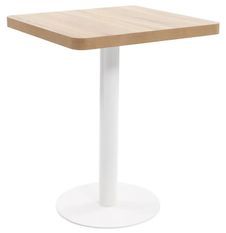 Table de bar carrée bois clair et pied métal blanc Kalas 60 cm