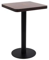 Table de bar carrée bois foncé et pied métal noir Kalas 50 cm