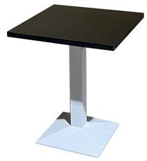 Table de bar carrée bois noir et pied acier blanc Snooka 70 cm