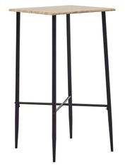 Table de bar carrée chêne clair et pieds métal noir Anivu 60 cm