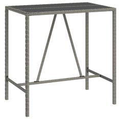 Table de bar et dessus en verre gris 110x70x110 cm poly rotin