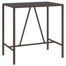 Table de bar et dessus en verre marron 110x70x110 cm poly rotin