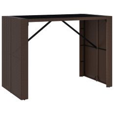 Table de bar et dessus en verre marron 145x80x110 cm poly rotin