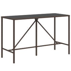 Table de bar et dessus en verre marron 180x70x110 cm poly rotin