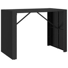 Table de bar et dessus en verre noir 145x80x110 cm poly rotin