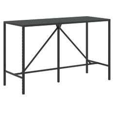 Table de bar et dessus en verre noir 180x70x110 cm poly rotin