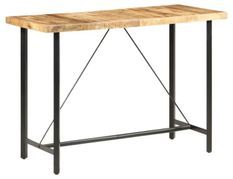 Table de bar manguier massif clair et pieds métal noir Atsir 150 cm