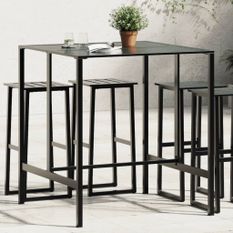 Table de bar noir 100x100x110 cm acier enduit de poudre