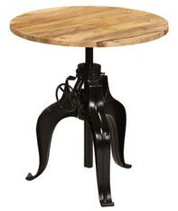 Table de bar réglable manguier massif clair et pieds métal noir Toven D 75 cm