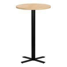 Table de bar ronde bois clair et pieds en forme de croix acier noir Kooky 70 cm