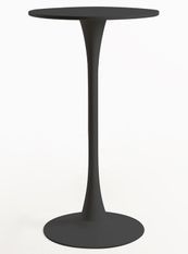 Table haute de bar ronde bois noir et pieds acier noir Tulipa 60 cm