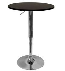 Table de bar ronde laquée noir et acier chromé D60xH68/76 cm Kofy