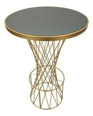 Table de bar ronde métal doré design tressé Tal