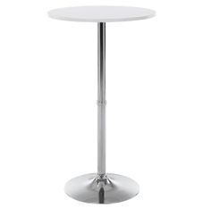 Table de bar ronde VIZO Ø60 cm – Plateau bois & pied chromé