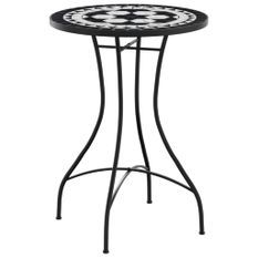 Table de bistro mosaïque noir et blanc Ø50x70 cm céramique