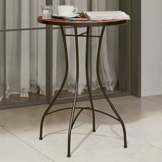 Table de bistro mosaïque terre cuite blanc Ø50x70 cm céramique