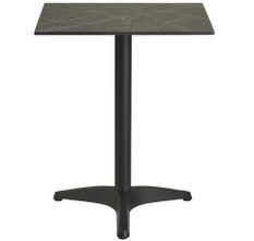 Table de bistrot carrée PARIZ 60 cm – Plateau effet marbre gris foncé & pieds en aluminium noir