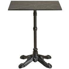 Table de bistrot carrée VALIZA 60 cm – Plateau effet marbre gris foncé & pieds en aluminium noir