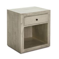 Table de chevet 1 tiroir 1 niche bois massif grisé voilé Ras