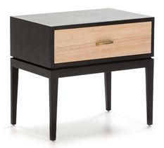 Table de chevet 1 tiroir bois clair et noir Eighty
