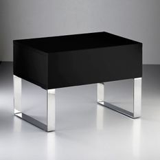 Table de chevet 1 tiroir bois laqué noir et métal Luna L 63 cm