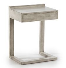 Table de chevet 1 tiroir bois massif grisé voilé Anie