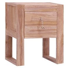 Table de chevet 1 tiroir teck massif clair Sarlia