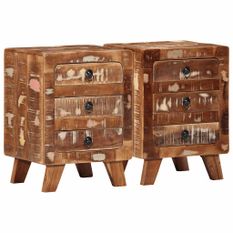 Table de chevet 2 pcs 37x32x50 cm bois massif de récupération